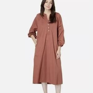 Sundry Brown Shift Midi Shirt Dress Size 2 Medium